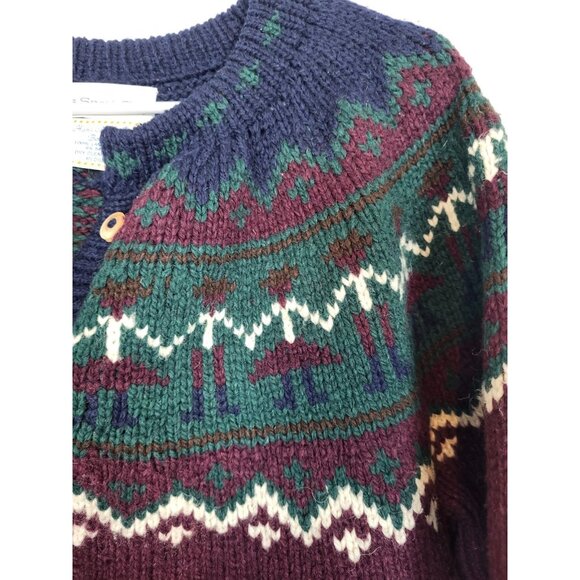 80's Vtg Paris Sport Club Lambswool Cardigan Women's M Nostalgic Retro Sweater - Picture 2 of 5